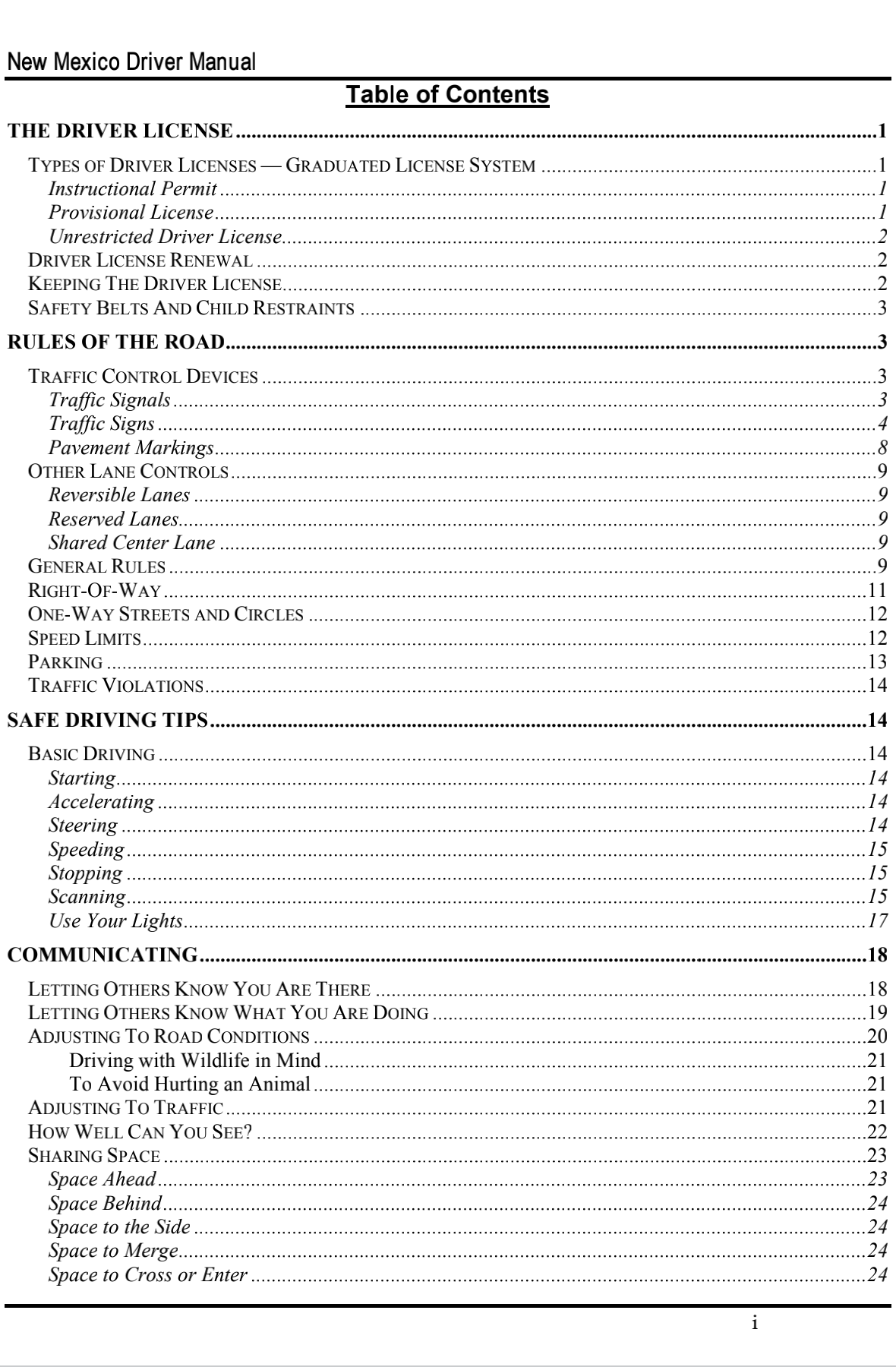 New Mexico Driver's Handbook